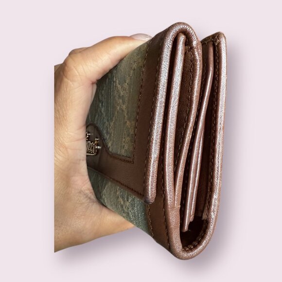 Authentic Gucci Denim GG Monogram Continental Wallet | Brown Leather - Picture 4 of 7